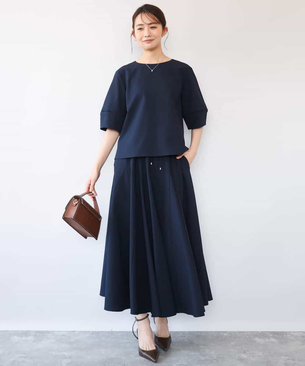 FKHHD64180 MK MICHEL KLEIN(MK ミッシェルクラン) [撥水/UVカット/洗える]ボリュームフレアスカート ネイビー