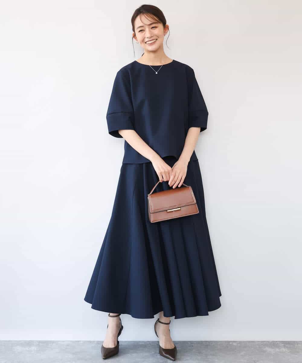 FKHHD64180 MK MICHEL KLEIN(MK ミッシェルクラン) [撥水/UVカット/洗える]ボリュームフレアスカート ネイビー