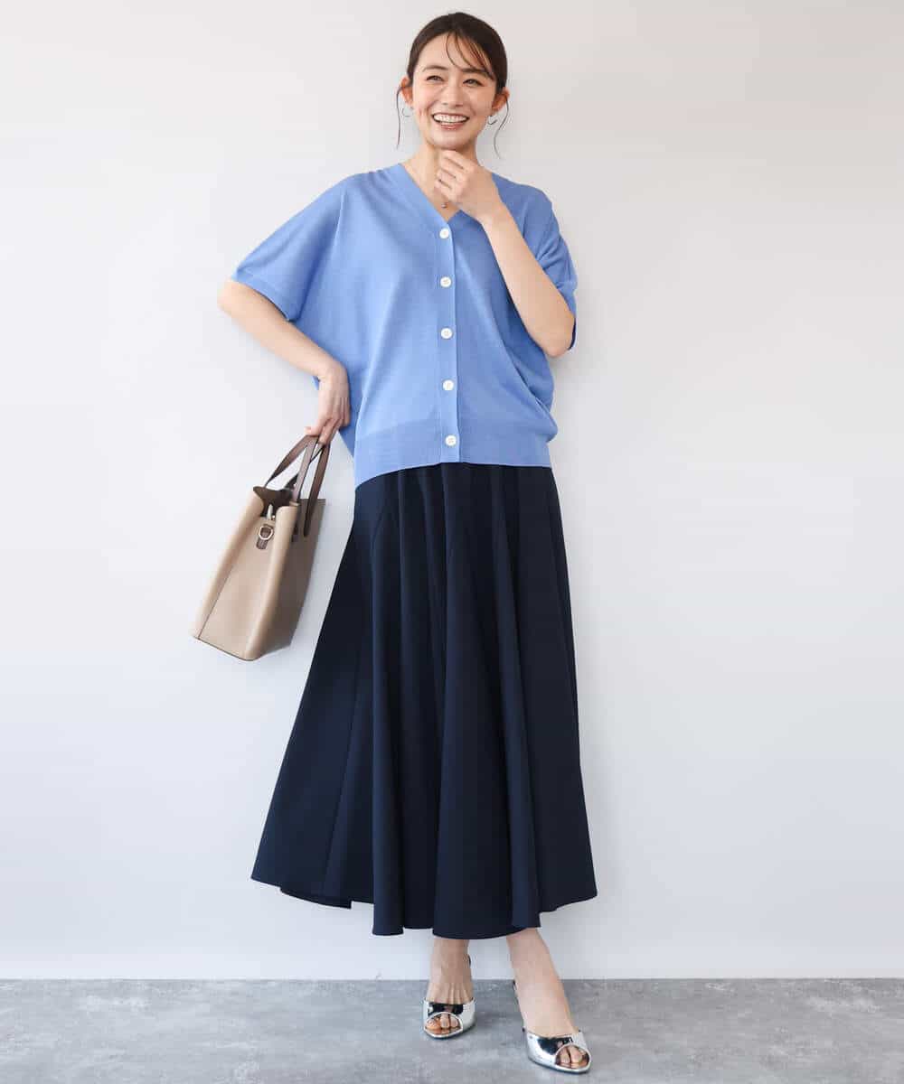 FKHHD64180 MK MICHEL KLEIN(MK ミッシェルクラン) [撥水/UVカット/洗える]ボリュームフレアスカート ネイビー