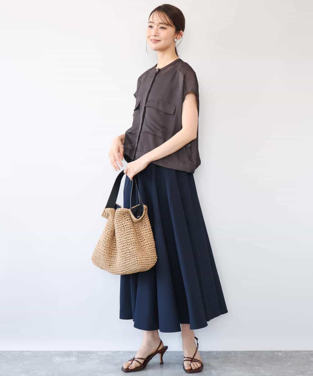 FKHHD64180 MK MICHEL KLEIN(MK ミッシェルクラン) [撥水/UVカット/洗える]ボリュームフレアスカート ネイビー