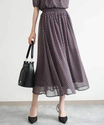 FKHJD28150 MK MICHEL KLEIN [洗える]ジオメトリック柄シフォンスカート