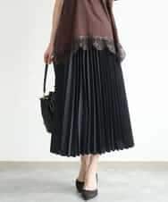 FKHJD32180 MK MICHEL KLEIN(MK ミッシェルクラン) [洗える]オーガンジープリーツスカート ブラック