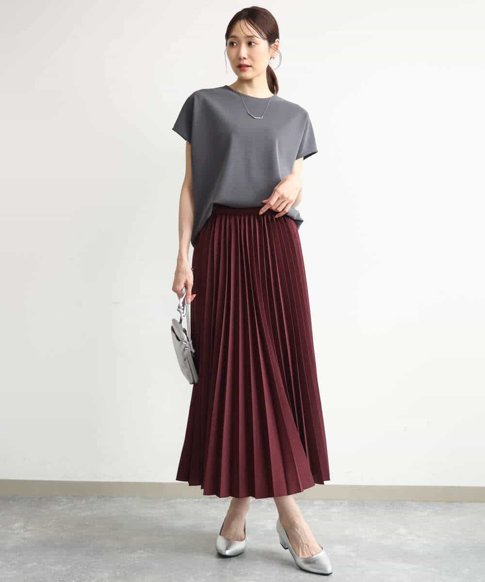 FKHJD32180 MK MICHEL KLEIN(MK ミッシェルクラン) [洗える]オーガンジープリーツスカート ブラック