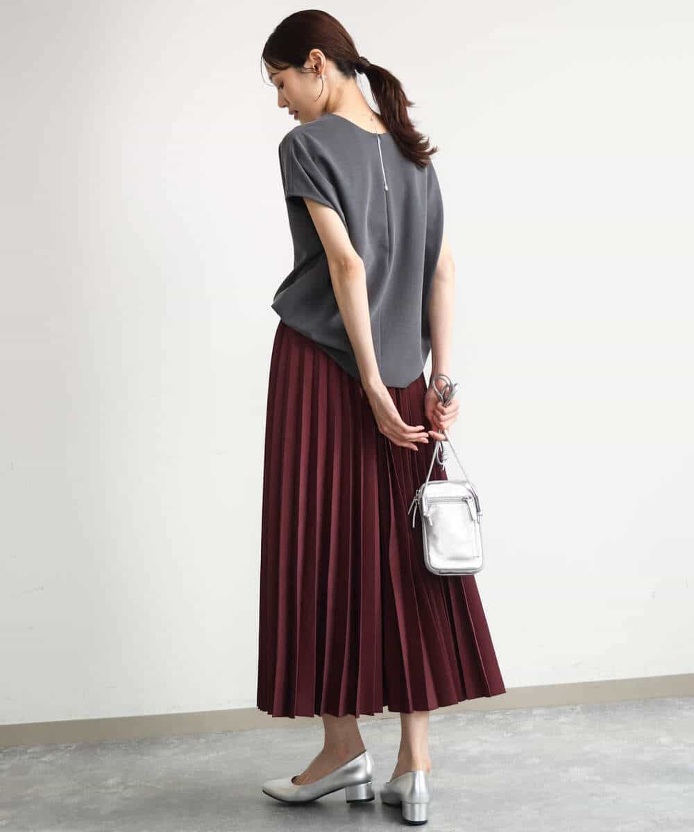 FKHJD32180 MK MICHEL KLEIN(MK ミッシェルクラン) [洗える]オーガンジープリーツスカート ブラック
