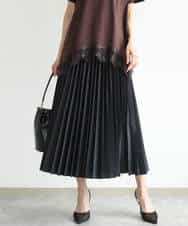 FKHJD32180 MK MICHEL KLEIN(MK ミッシェルクラン) [洗える]オーガンジープリーツスカート ブラック