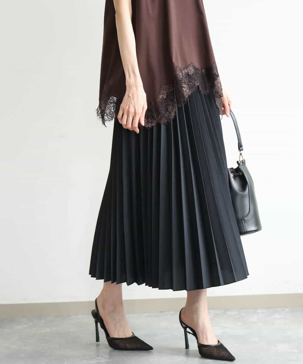 FKHJD32180 MK MICHEL KLEIN(MK ミッシェルクラン) [洗える]オーガンジープリーツスカート ブラック