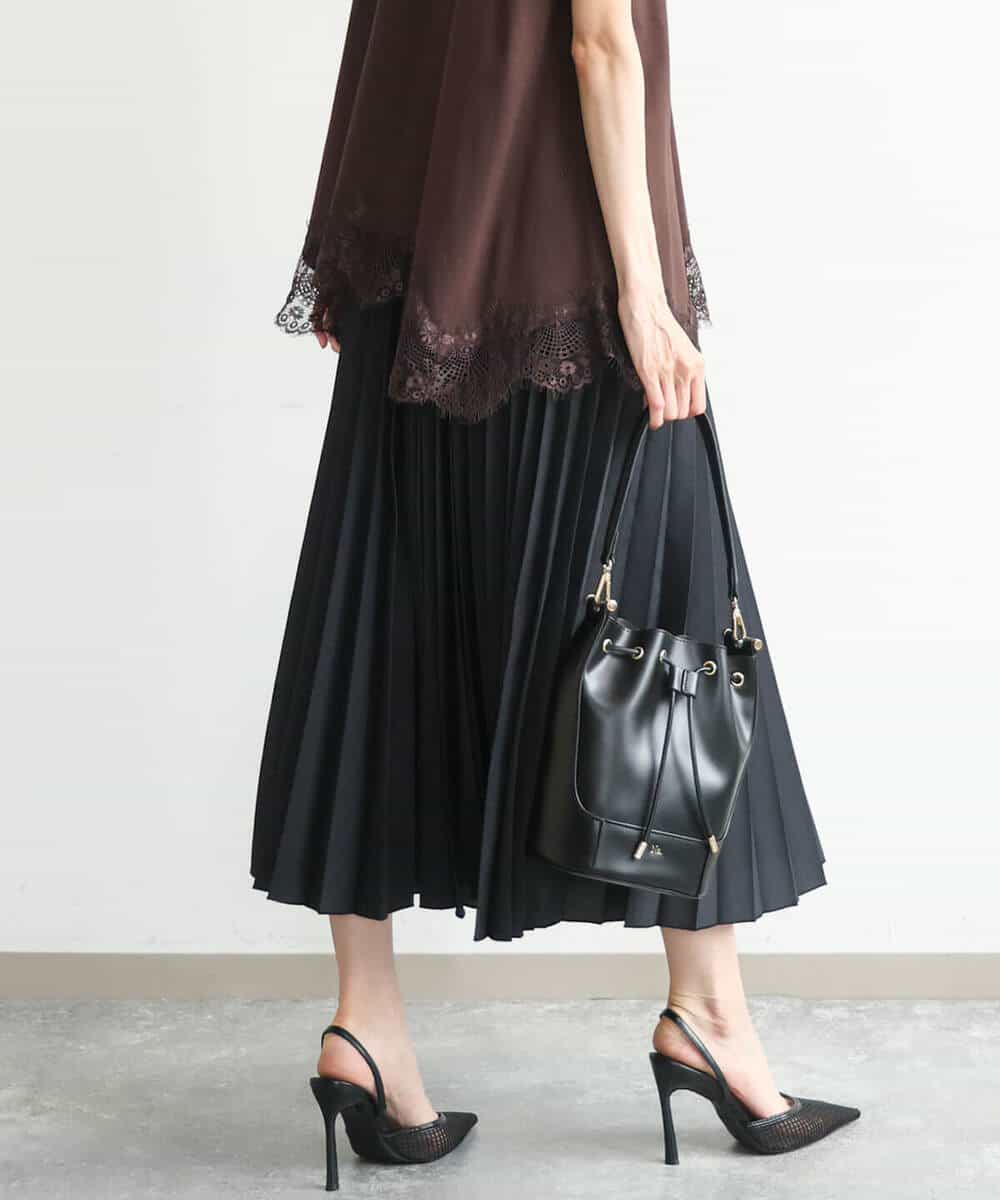 FKHJD32180 MK MICHEL KLEIN(MK ミッシェルクラン) [洗える]オーガンジープリーツスカート ブラック