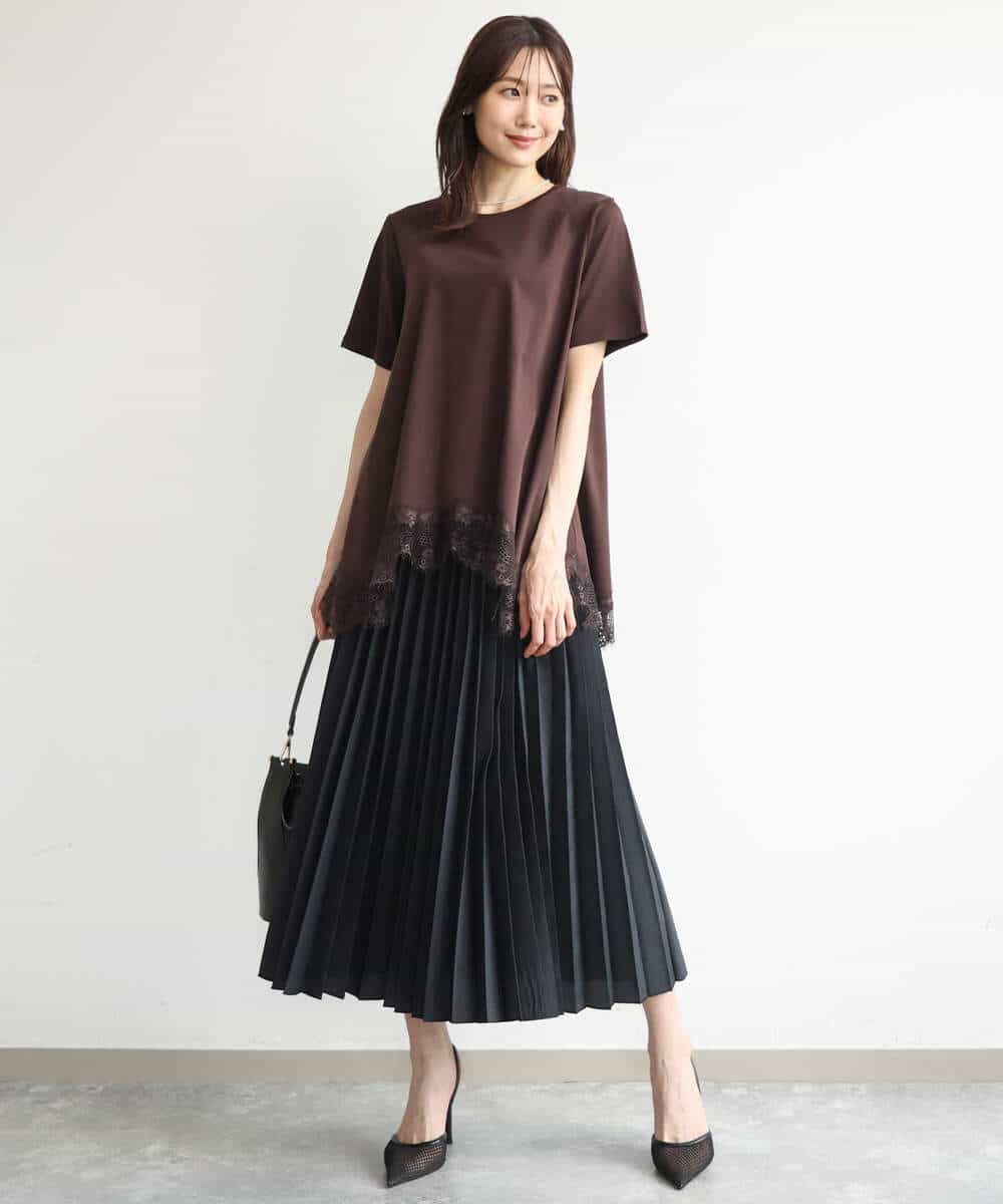 FKHJD32180 MK MICHEL KLEIN(MK ミッシェルクラン) [洗える]オーガンジープリーツスカート ブラック