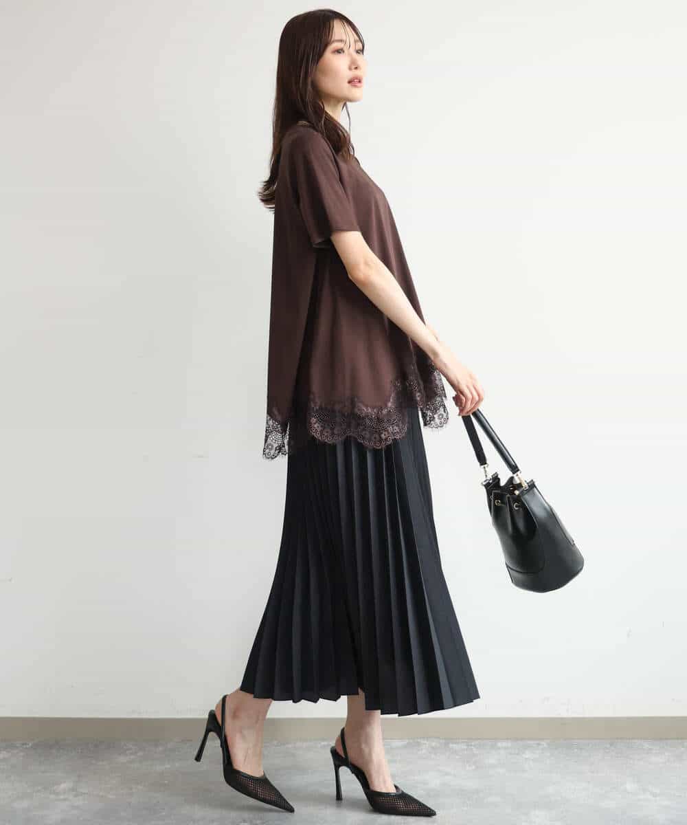 FKHJD32180 MK MICHEL KLEIN(MK ミッシェルクラン) [洗える]オーガンジープリーツスカート ブラック