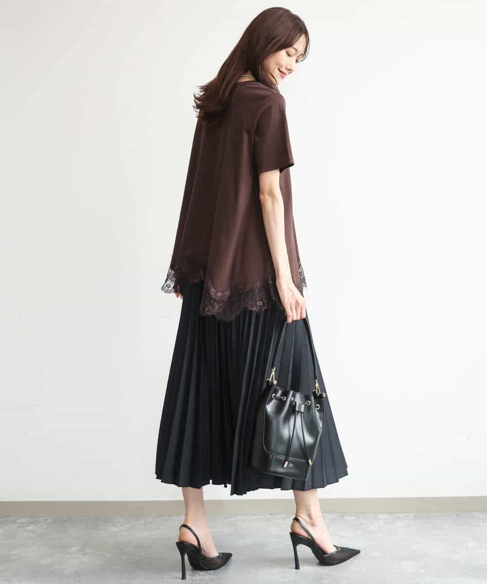 FKHJD32180 MK MICHEL KLEIN(MK ミッシェルクラン) [洗える]オーガンジープリーツスカート ブラック
