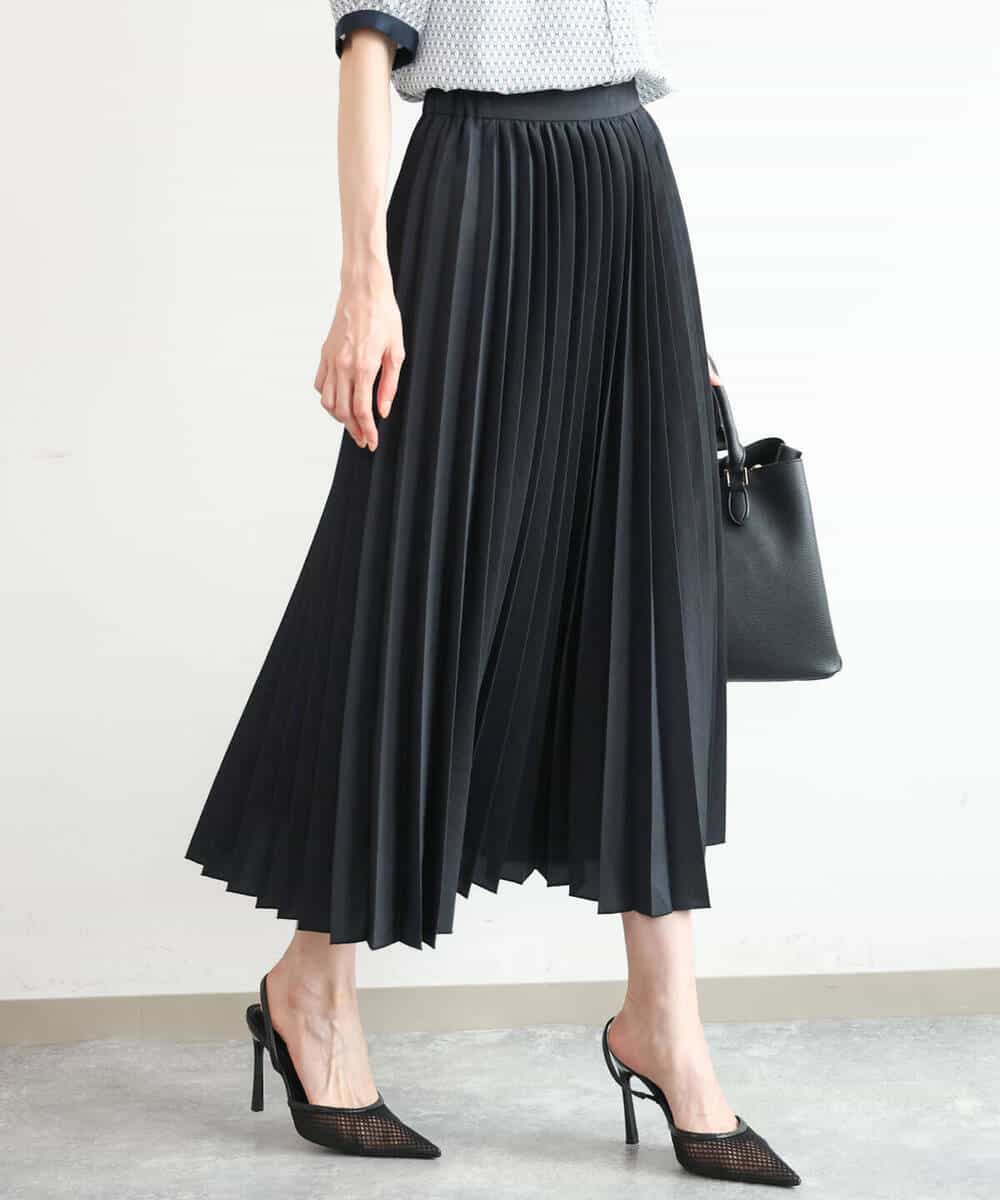FKHJD32180 MK MICHEL KLEIN(MK ミッシェルクラン) [洗える]オーガンジープリーツスカート ブラック