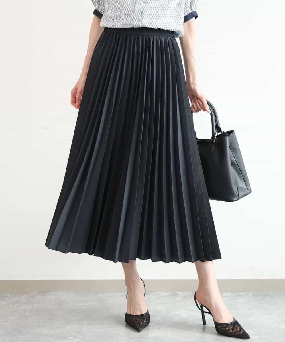FKHJD32180 MK MICHEL KLEIN(MK ミッシェルクラン) [洗える]オーガンジープリーツスカート ブラック