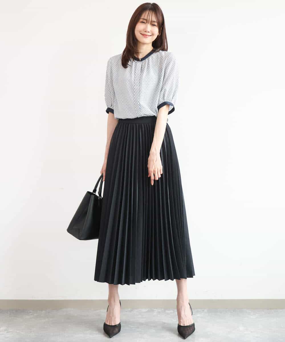 FKHJD32180 MK MICHEL KLEIN(MK ミッシェルクラン) [洗える]オーガンジープリーツスカート ブラック