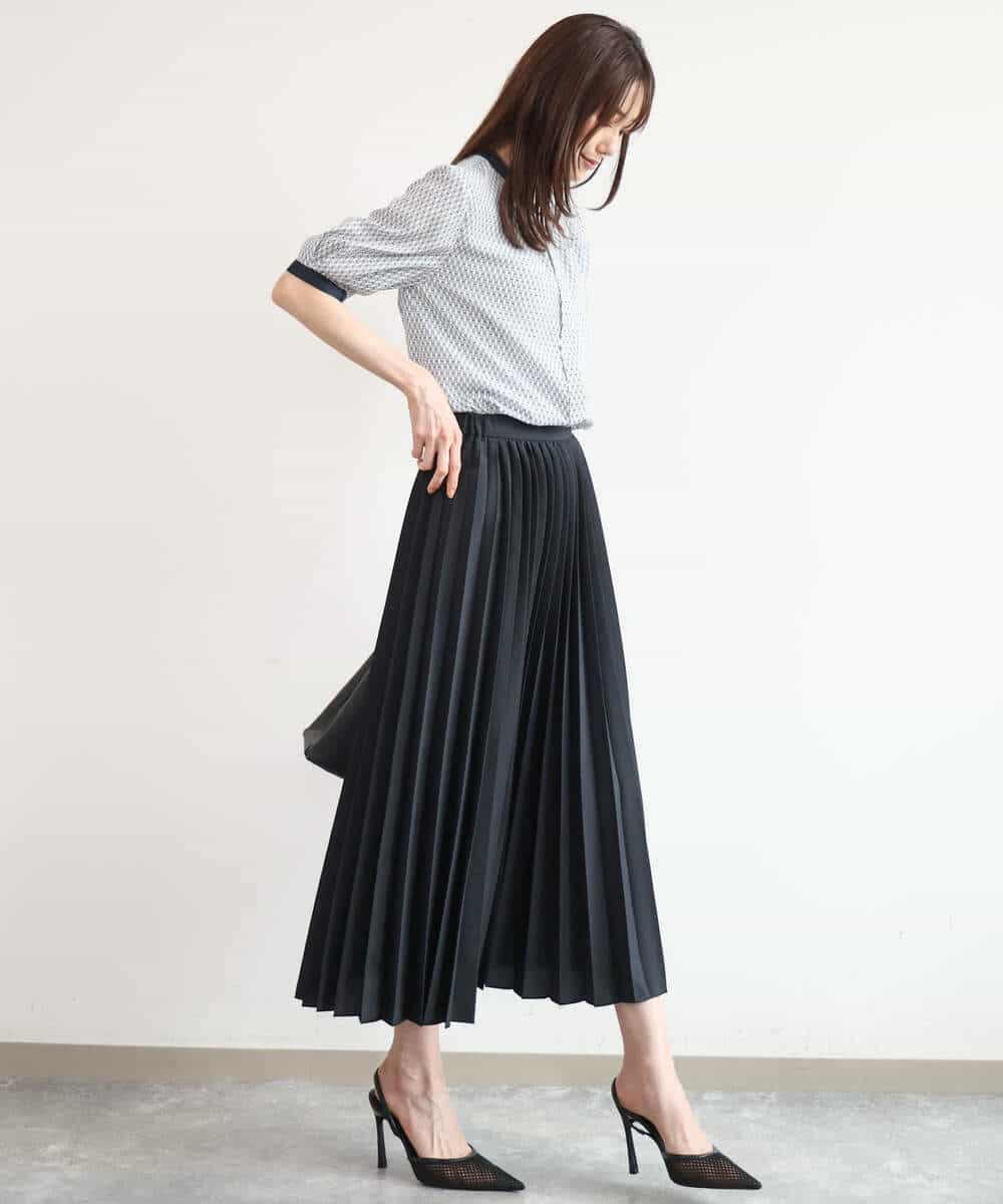 FKHJD32180 MK MICHEL KLEIN(MK ミッシェルクラン) [洗える]オーガンジープリーツスカート ブラック