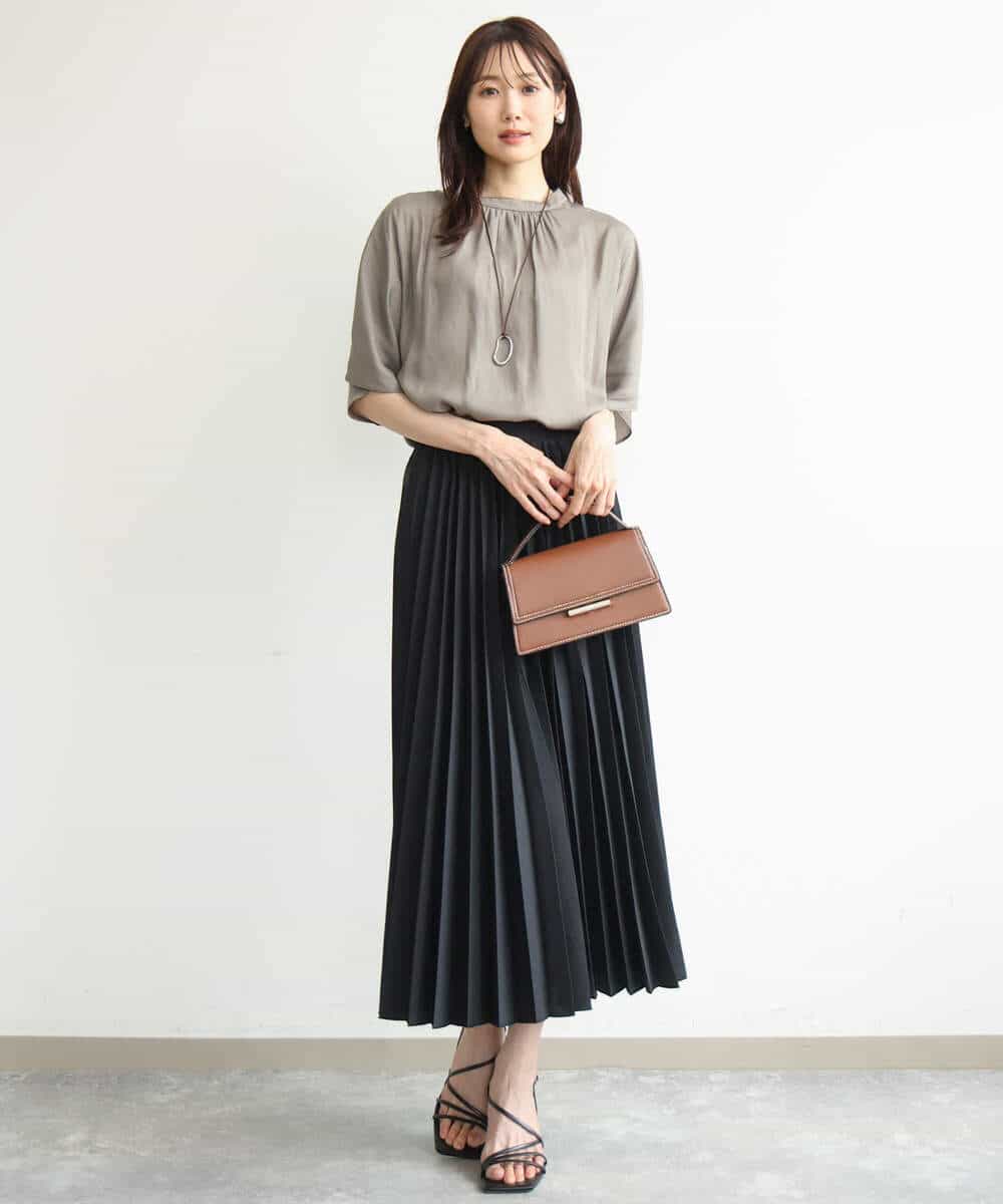 FKHJD32180 MK MICHEL KLEIN(MK ミッシェルクラン) [洗える]オーガンジープリーツスカート ブラック