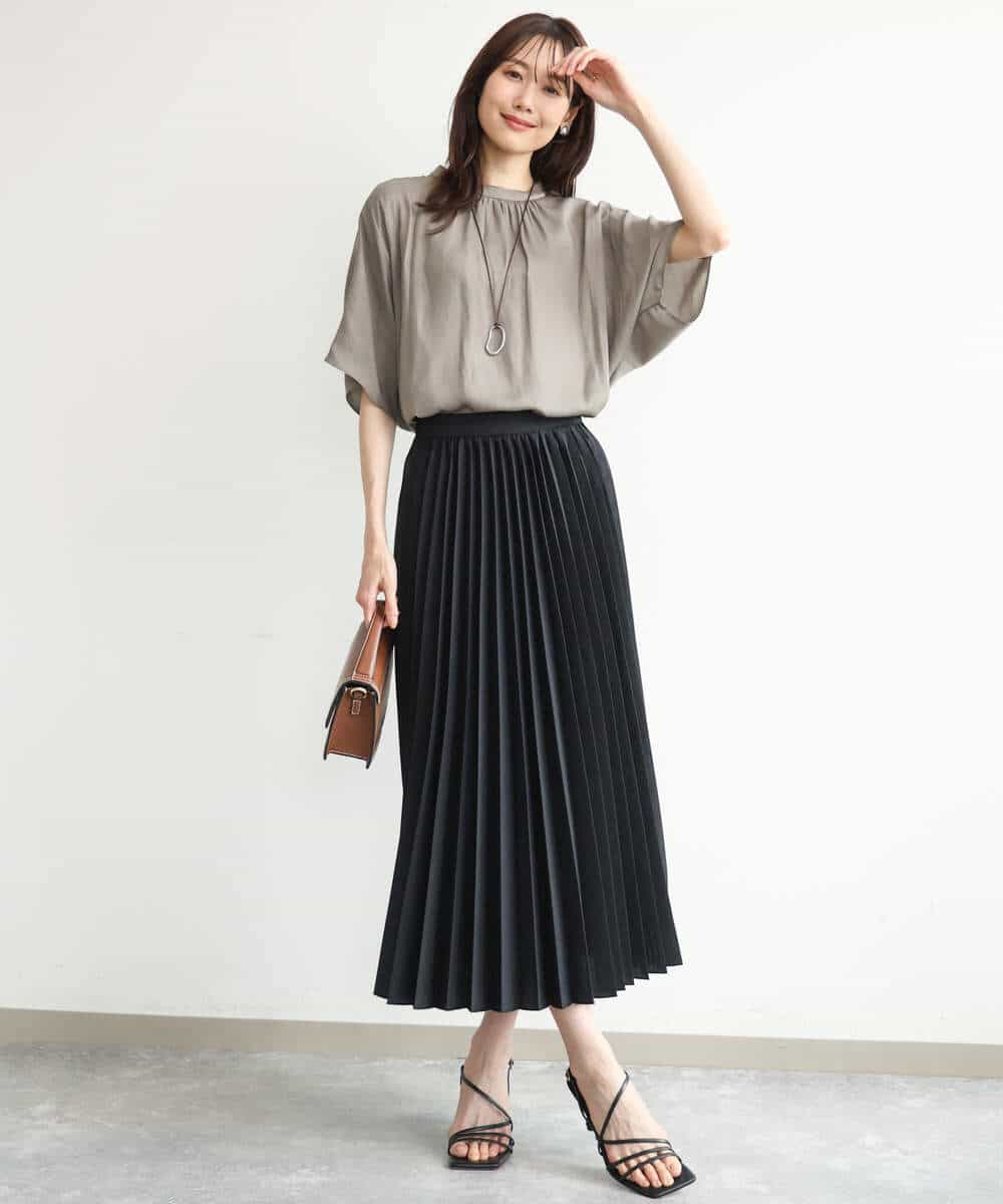 FKHJD32180 MK MICHEL KLEIN(MK ミッシェルクラン) [洗える]オーガンジープリーツスカート ブラック