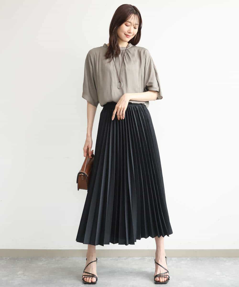 FKHJD32180 MK MICHEL KLEIN(MK ミッシェルクラン) [洗える]オーガンジープリーツスカート ブラック