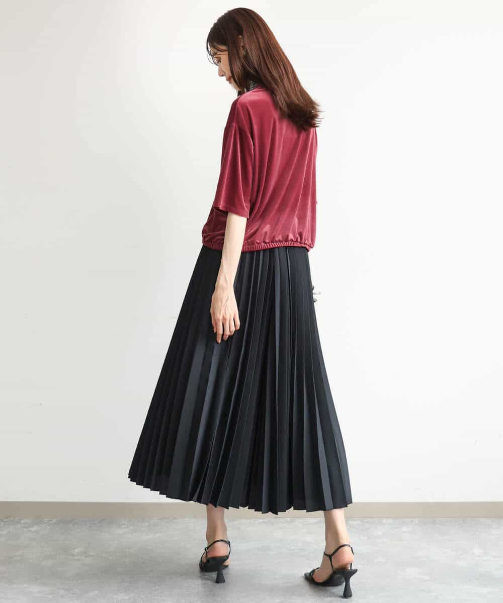 FKHJD32180 MK MICHEL KLEIN(MK ミッシェルクラン) [洗える]オーガンジープリーツスカート ブラック