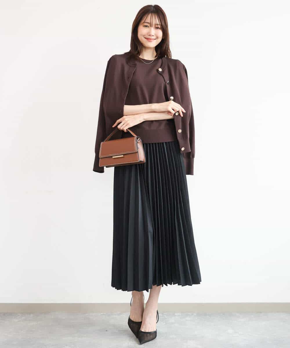 FKHJD32180 MK MICHEL KLEIN(MK ミッシェルクラン) [洗える]オーガンジープリーツスカート ブラック