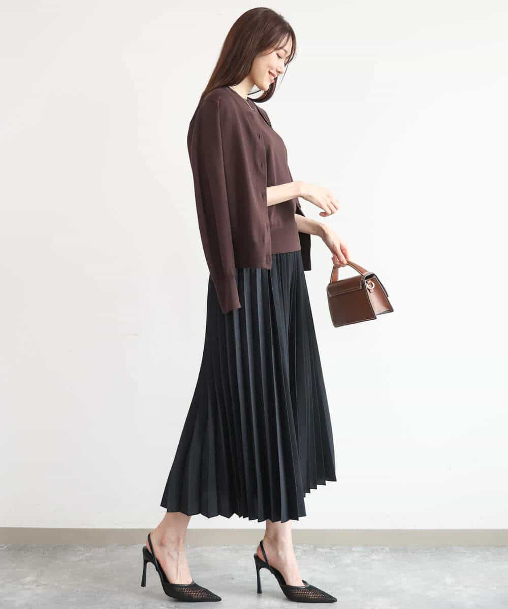 FKHJD32180 MK MICHEL KLEIN(MK ミッシェルクラン) [洗える]オーガンジープリーツスカート ブラック