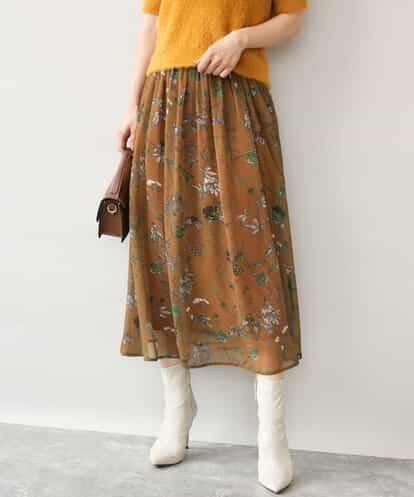 FKHJD37150 MK MICHEL KLEIN [洗える]水彩花柄シフォンスカート