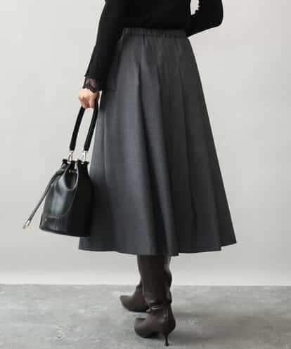 FKHJD40180 MK MICHEL KLEIN [洗える]グレンチェック柄ラップ風タックスカート