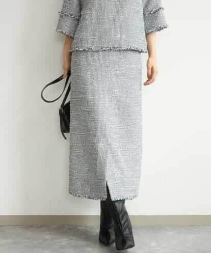 FKHJD41190 MK MICHEL KLEIN [洗える]ツイードライクIラインスカート