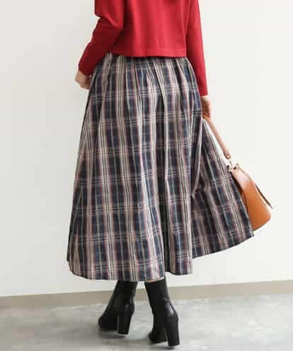 FKHJD42160 MK MICHEL KLEIN [洗える]チェック柄タフタスカート