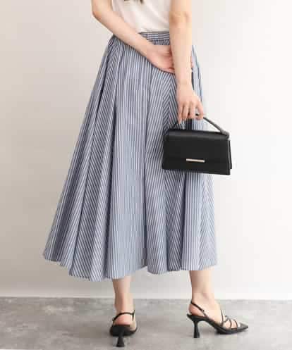 FKHJD77180 MK MICHEL KLEIN [接触冷感/透湿性/洗える]ストライプ柄フレアースカート