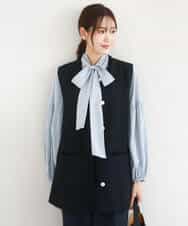 FKJFD02220 MK MICHEL KLEIN(MK ミッシェルクラン) [洗える]ツイードジレ ライトブルー
