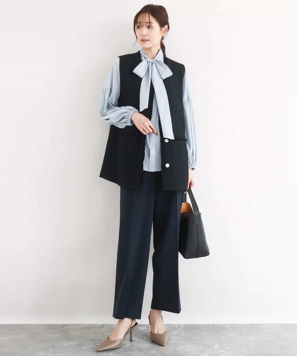 FKJFD02220 MK MICHEL KLEIN(MK ミッシェルクラン) [洗える]ツイードジレ ライトブルー