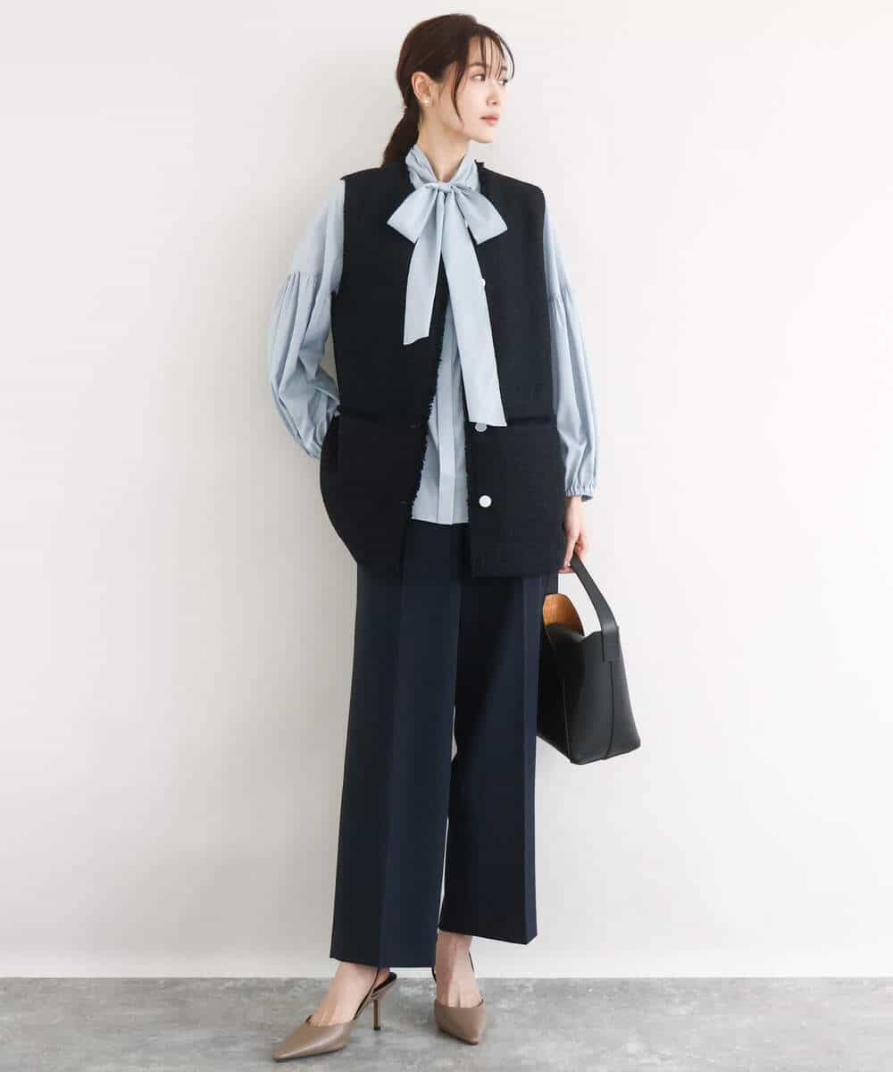 FKJFD02220 MK MICHEL KLEIN(MK ミッシェルクラン) [洗える]ツイードジレ ライトブルー