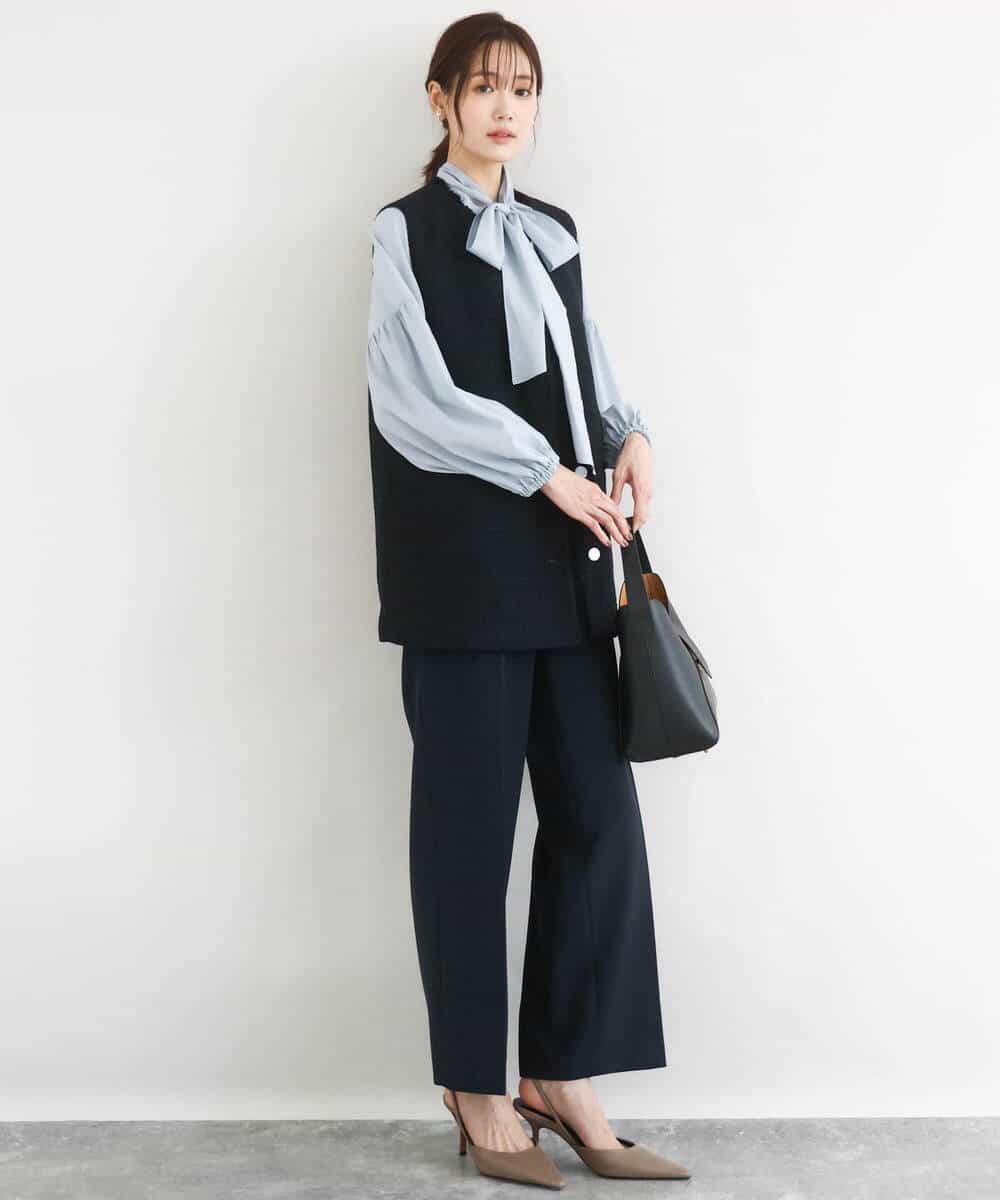FKJFD02220 MK MICHEL KLEIN(MK ミッシェルクラン) [洗える]ツイードジレ ライトブルー