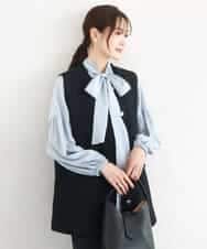 FKJFD02220 MK MICHEL KLEIN(MK ミッシェルクラン) [洗える]ツイードジレ ネイビー