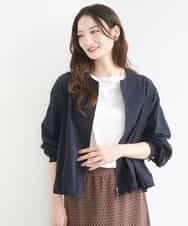 FKJGD37220 MK MICHEL KLEIN(MK ミッシェルクラン) [洗える]ストレッチライトブルゾン ネイビー