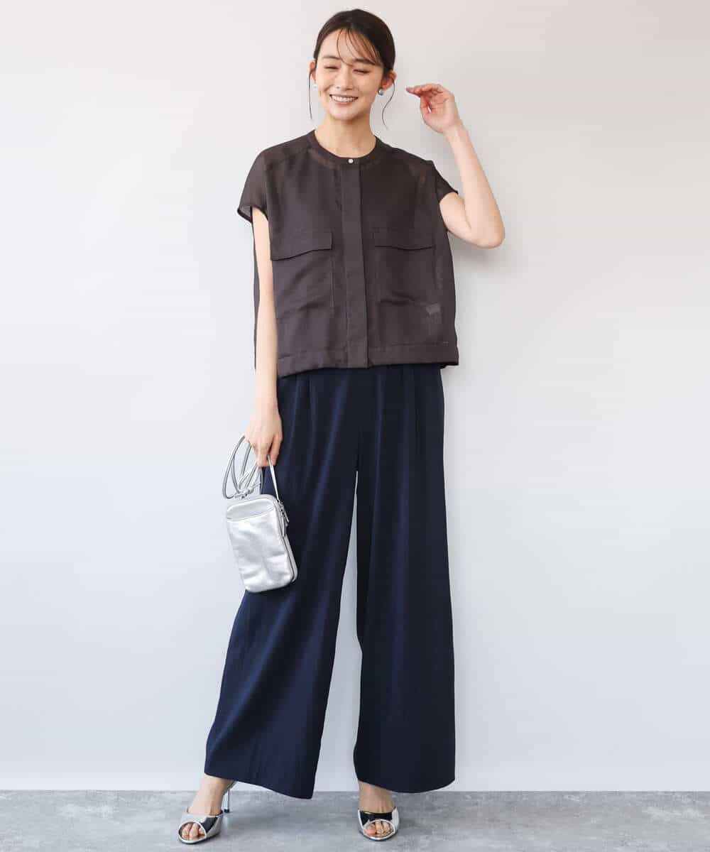 FKJHD61200 MK MICHEL KLEIN(MK ミッシェルクラン) [洗える]カラミ織シアーブルゾン ライトグリーン