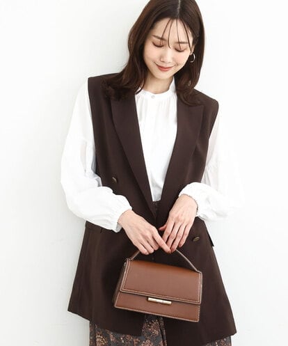 FKJJA80200 MK MICHEL KLEIN ダブルブレストジレ/洗える