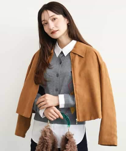 FKJJD41250 MK MICHEL KLEIN [洗える]フェイクスウェードコンパクトブルゾン