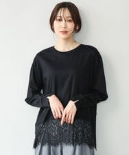 FKKAG40110 MK MICHEL KLEIN(MK ミッシェルクラン) [洗える]レースヘムデザインカットソー ホワイト