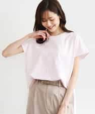 FKKGD50085 MK MICHEL KLEIN(MK ミッシェルクラン) [洗える]ニュアンスロゴ フレンチスリーブTシャツ ピンク