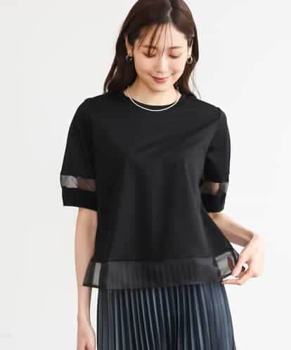 FKKGD56110 MK MICHEL KLEIN [洗える]シアー切替えランタンスリーブカットソー