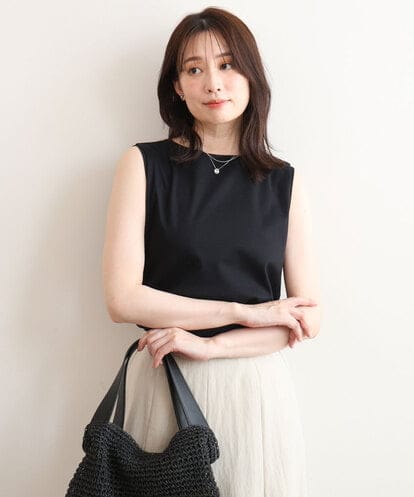 FKKGD74090 MK MICHEL KLEIN [洗える]シルケットフライス ノースリーブカットソー