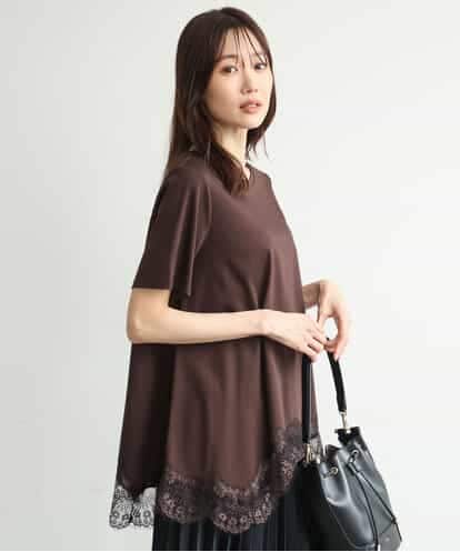 FKKJD21110 MK MICHEL KLEIN [洗える]イレヘムレースデザインカットソー