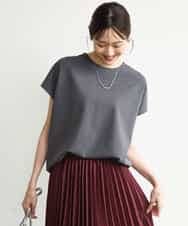 FKKJD22130 MK MICHEL KLEIN(MK ミッシェルクラン) [洗える]前後2way フロントジップデザインカットソー ダークグレー