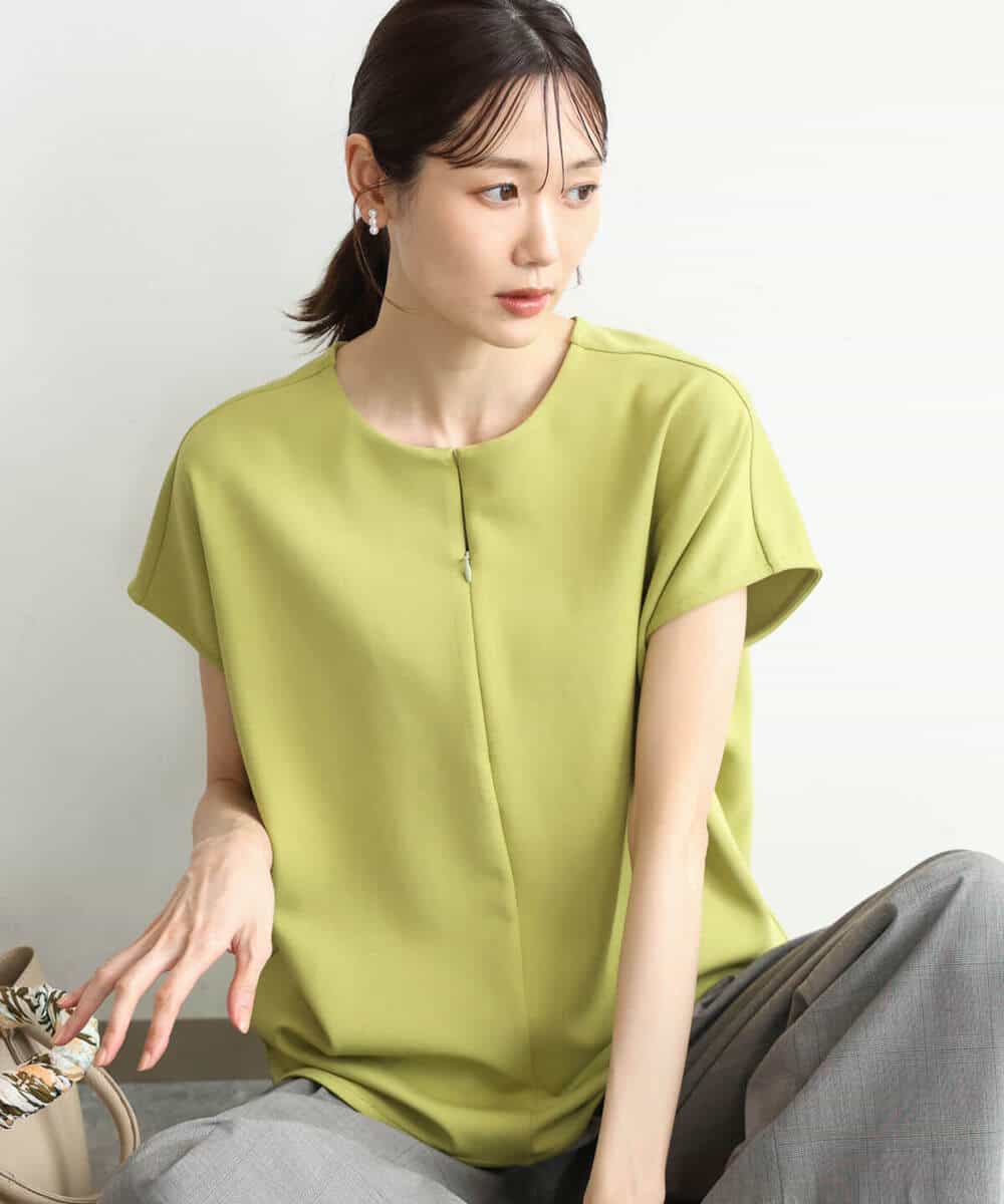 FKKJD22130 MK MICHEL KLEIN(MK ミッシェルクラン) [洗える]前後2way フロントジップデザインカットソー ダークグレー