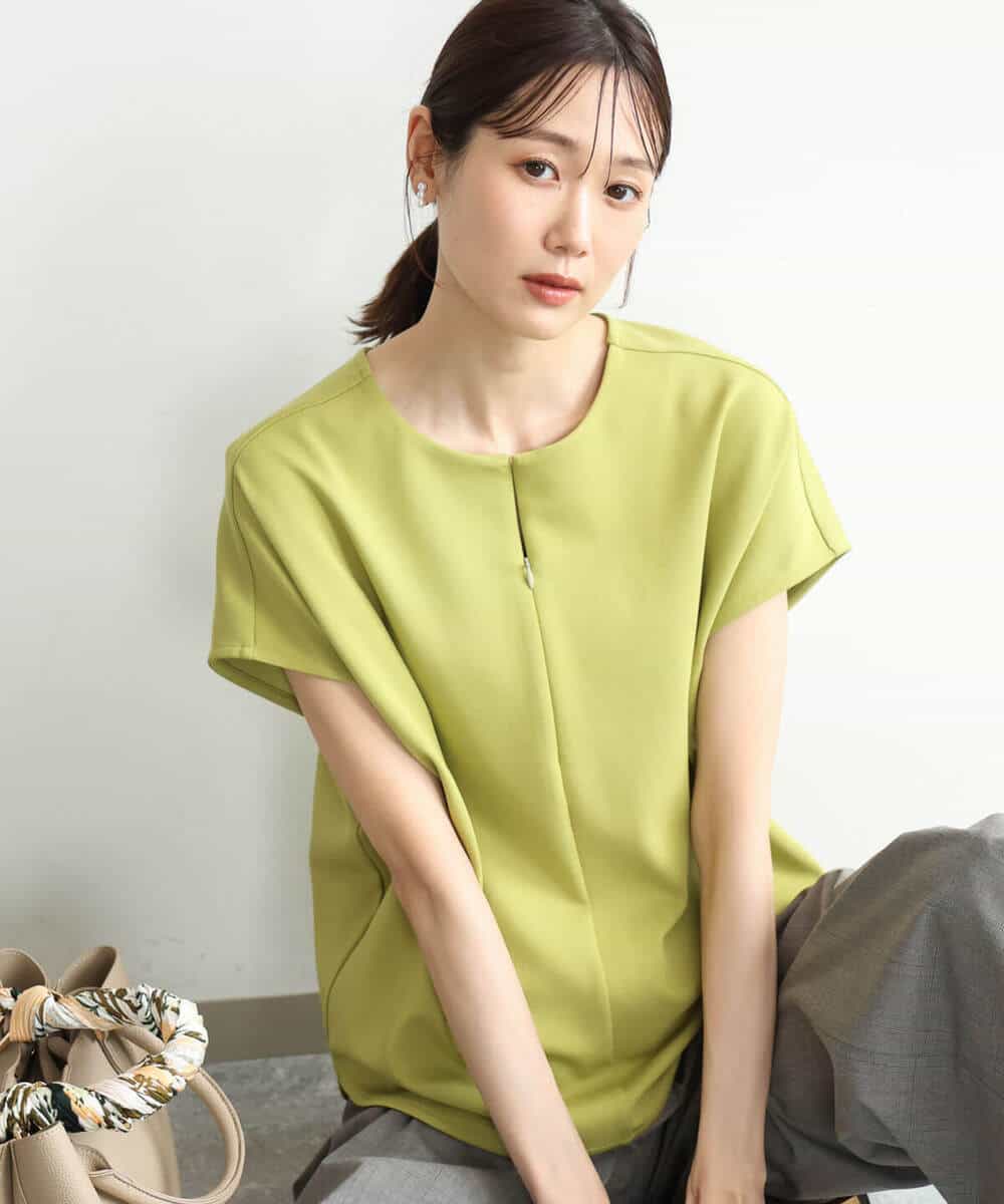 FKKJD22130 MK MICHEL KLEIN(MK ミッシェルクラン) [洗える]前後2way フロントジップデザインカットソー ダークグレー