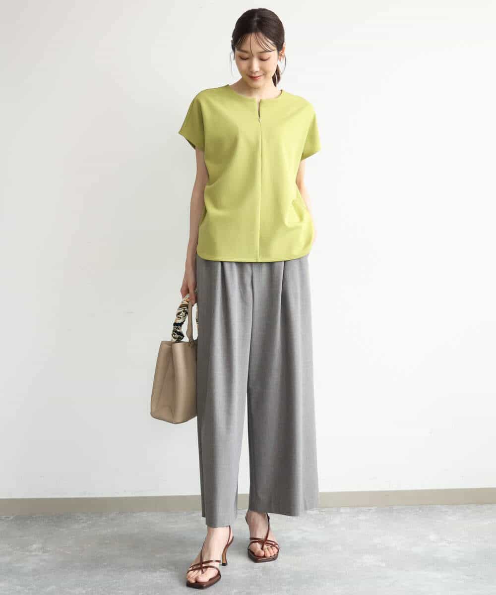 FKKJD22130 MK MICHEL KLEIN(MK ミッシェルクラン) [洗える]前後2way フロントジップデザインカットソー ダークグレー