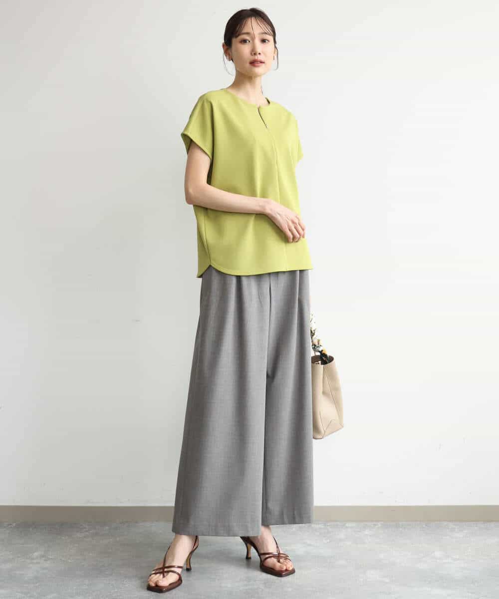 FKKJD22130 MK MICHEL KLEIN(MK ミッシェルクラン) [洗える]前後2way フロントジップデザインカットソー ダークグレー