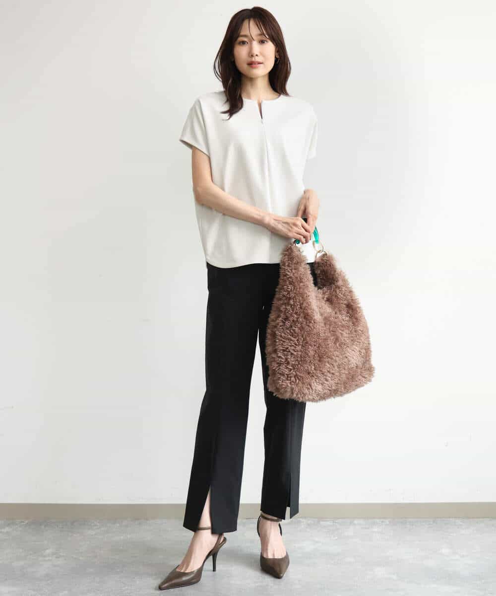 FKKJD22130 MK MICHEL KLEIN(MK ミッシェルクラン) [洗える]前後2way フロントジップデザインカットソー ダークグレー