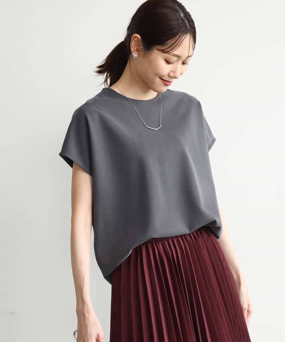 FKKJD22130 MK MICHEL KLEIN(MK ミッシェルクラン) [洗える]前後2way フロントジップデザインカットソー ダークグレー